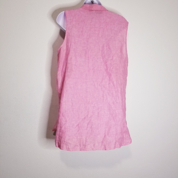 Jones ny linen pink sleeveless button up blouse - Picture 6 of 7
